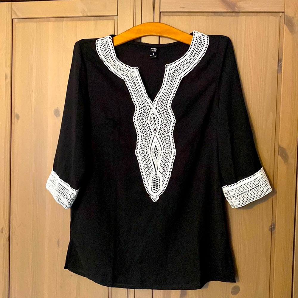 3/4 sleeve sheer blouse by Emery Rose